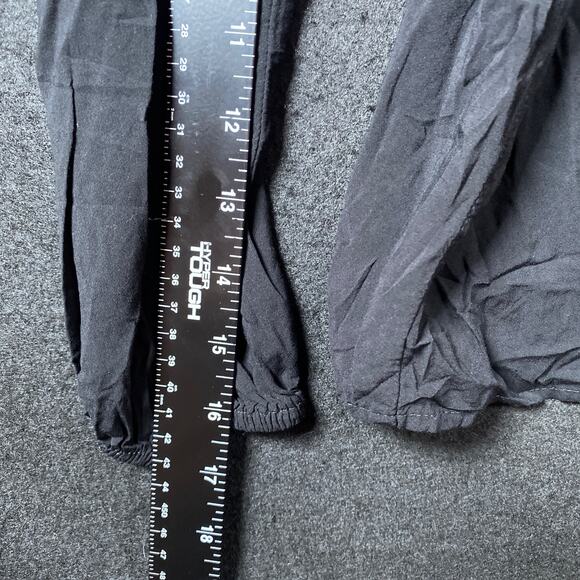 Express Women Blouse Black Cold Shoulder Round Neck Peasant Stretch Small - Picture 8 of 12